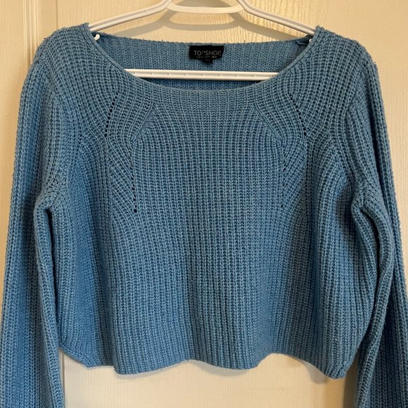 Topshop Blue Knit Cropped Sweater - Picture 3 of 4